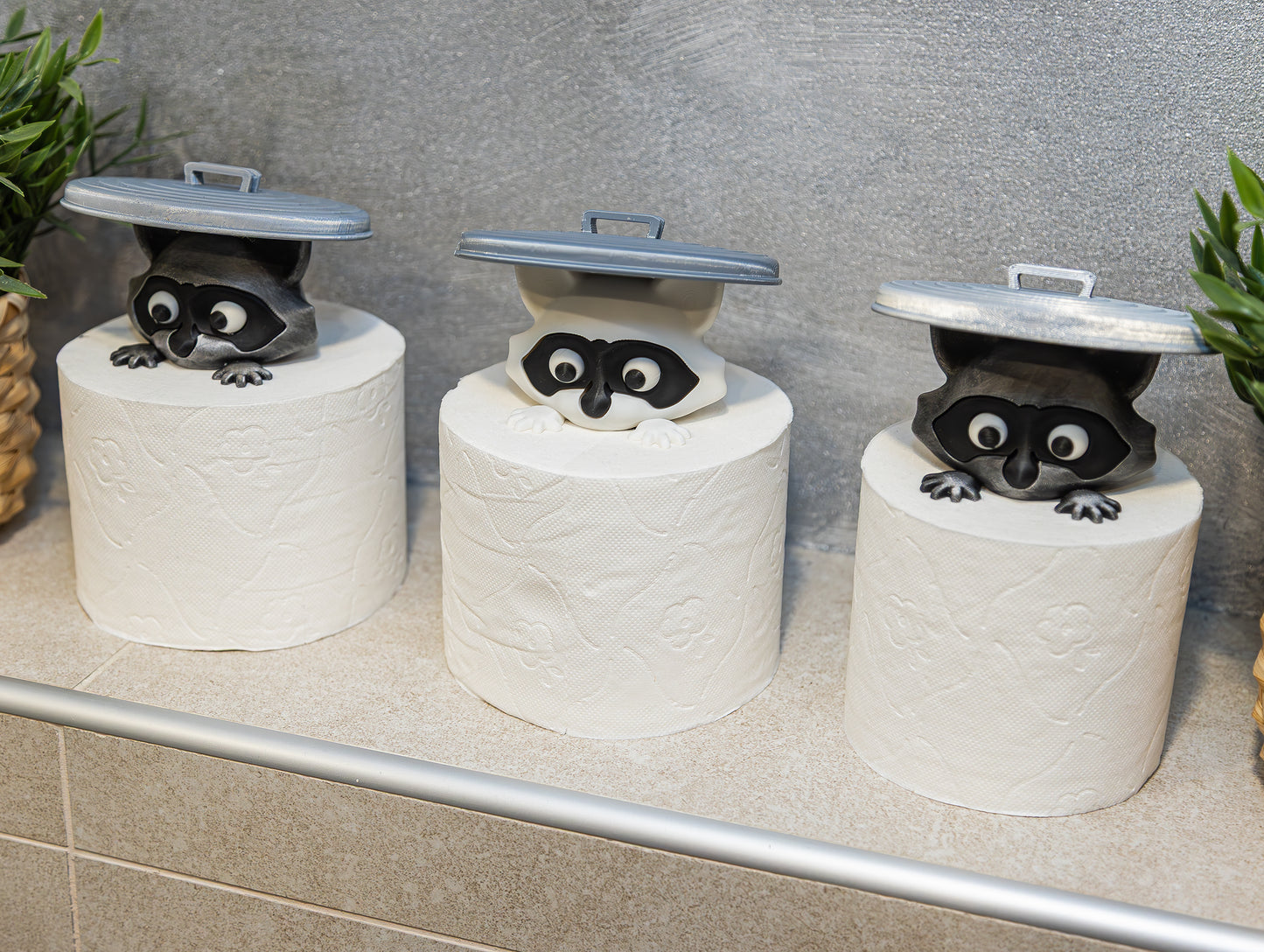 Lustiger Waschbär Toilettenpapierhalter | 3D-gedruckte Badezimmer-Deko | Klorollenaufsatz | Süßes Tier-Badezimmer-Accessoire | Geschenk