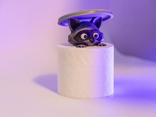 Lustiger Waschbär Toilettenpapierhalter | 3D-gedruckte Badezimmer-Deko | Klorollenaufsatz | Süßes Tier-Badezimmer-Accessoire | Geschenk