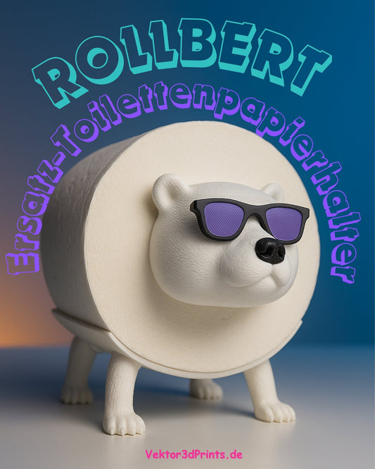 Rollbert® – Lustiger Ersatz-Toilettenpapierhalter mit 2 Brillen | Freistehend & Stapelbar